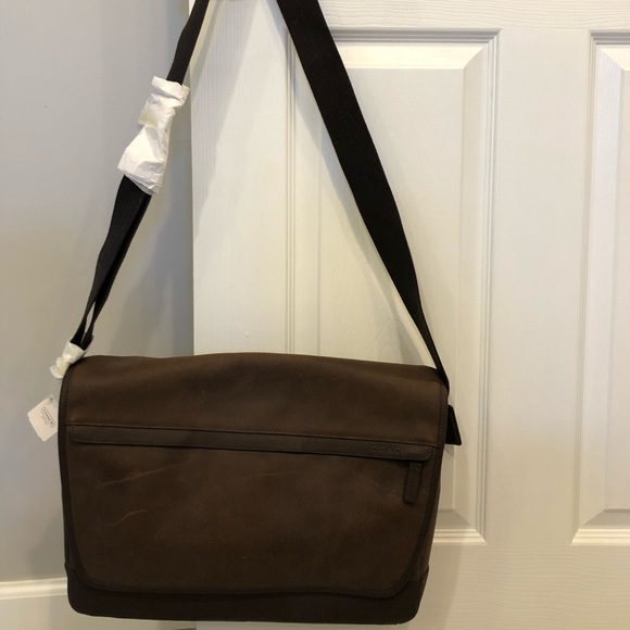 ☀️ HP☀️NWT Distressed Leather Coach Messenger Bag - Picture 3 of 6